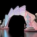 Commercial Equipment Modern Arch Structure With Colorful Lighting Decorative Trees And Spherical Lights