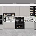 Modern Kitchen Interior Design With Gray Cabinets Glass Door Storage And Appliances