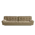 Beige Velvet Two-Seater Sofa With Tufted Design And Modern Minimalist Style