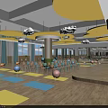 Bright Kindergarten Interior With Colorful Mats Balls Cloud Decorations And Circular Ceiling 3d model