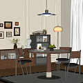 Middle-style dining tables and chairs 3d model
