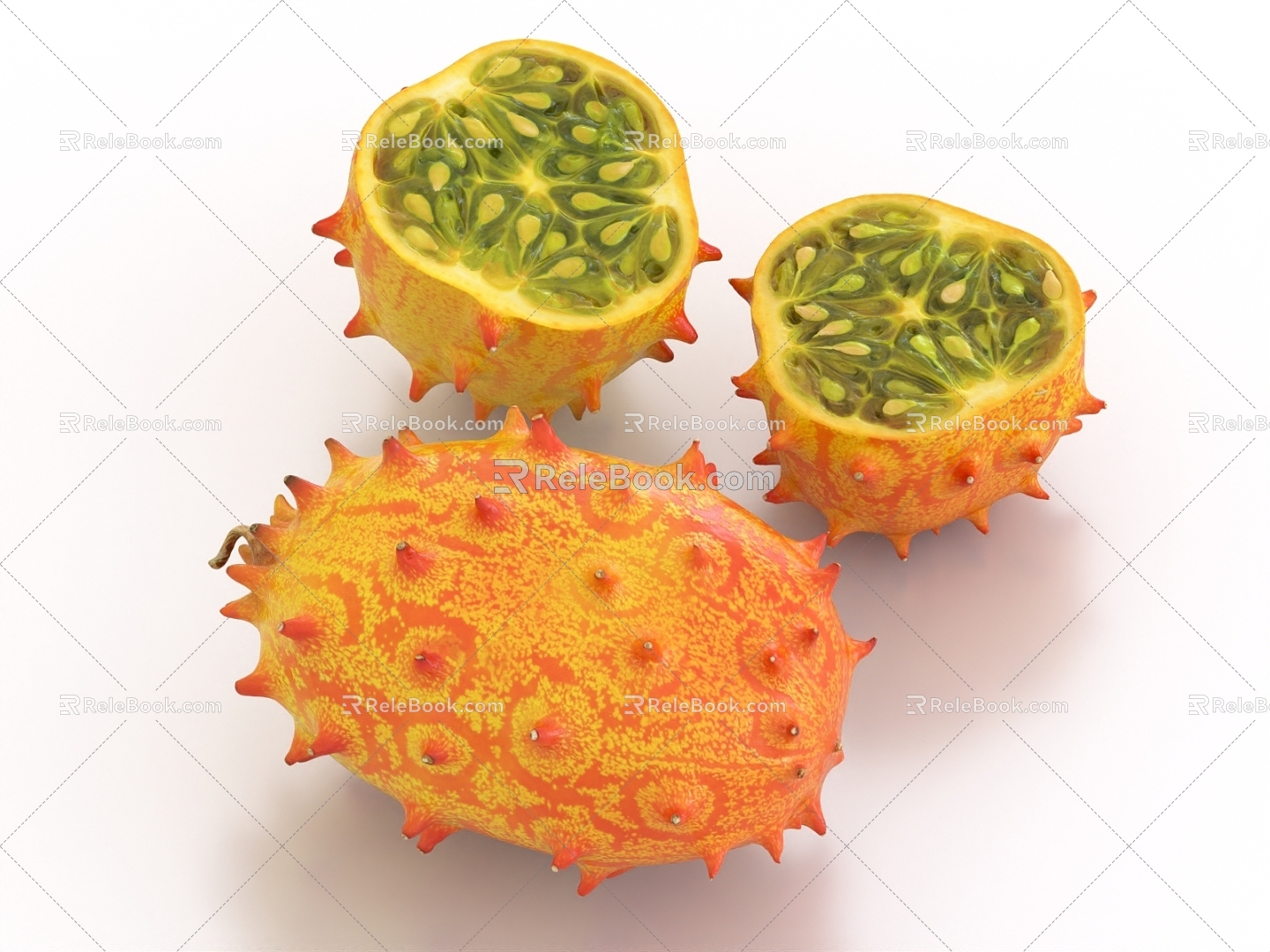 spiny hornmelon african hornmelon fire ginseng fruit 3d model