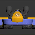 Colorful Blue And Yellow Toy Car With Black Seat And Yellow Wheels