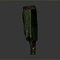 Traditional Green Pants Featuring Brown Belt Leather Boot Covers And Stitching Details