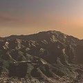 Scenic Mountain Landscape With Lush Greenery Sunset Sky And Rolling Hills