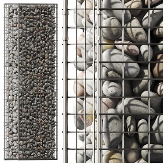 Modern gabion cobblestone landscape sketch combination outdoor landscape gabion steel mesh cobblestone 3d model