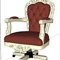 Luxury Leisure Chair with Ornate Gold Frame Red Tufted Upholstery Carved Armrests and Wheeled Base