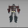 Standing Robot Figure With Red Blue Color Scheme Metallic Armor And Mechanical Design