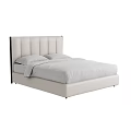 Light Colored Upholstered Double Bed With Stitched Headboard And Comfortable Design 3d model