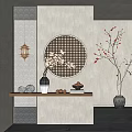 Silent porch partition glass lattice partition 3d model