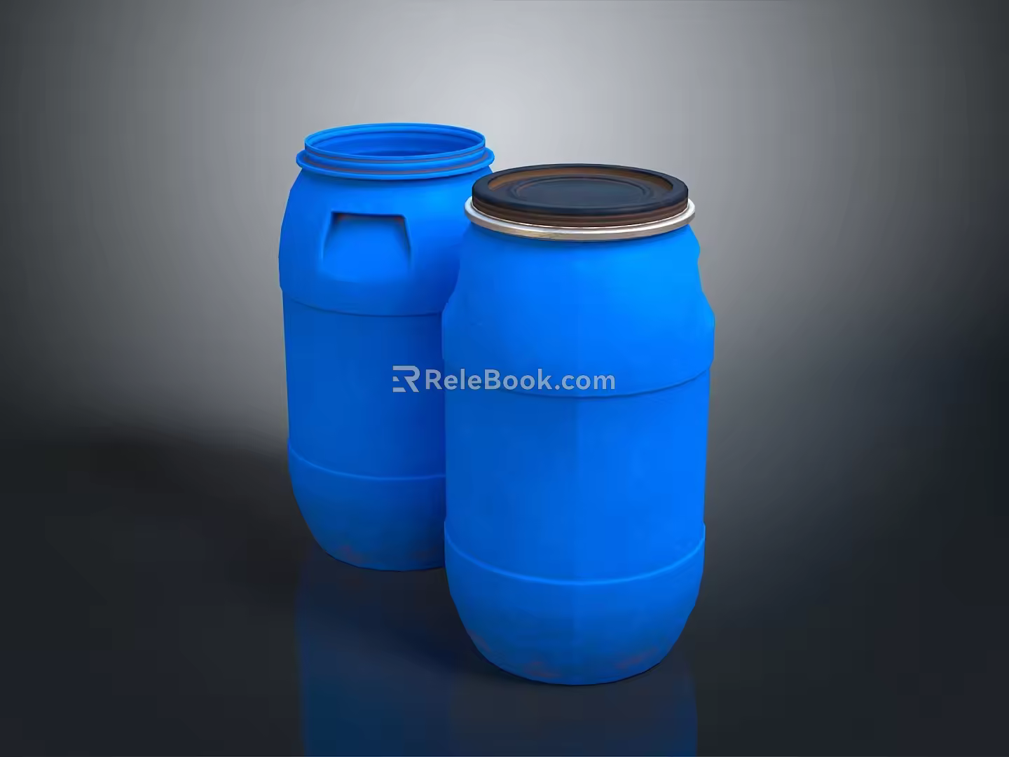 Plastic bucket big trash can bucket pot container realistic 3d model