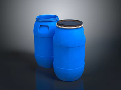 Two Blue Plastic Buckets As Household Storage Containers With Secure Lids And Durable Design 3d model
