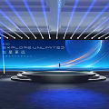 Explore Unlimited Themed Stage With Blue Ceiling Lights And Starry Backdrop