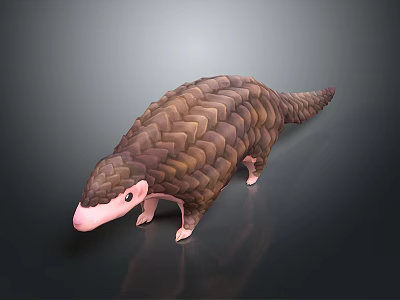 Realistic Pangolin 3D Model With Brown Scales And Pink Nose 3d model