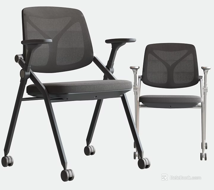 Modern Office Chairs With Mesh Back Armrests And Rolling Wheels 3d model