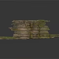 Old Wooden Sled With Worn Planks And Rope Handles On White Background