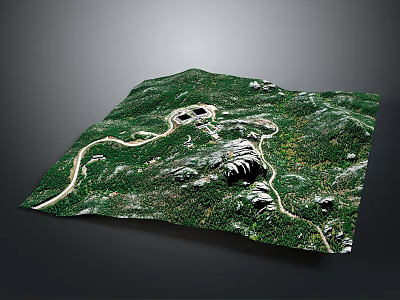 Green Rolling Mountain Landscape with Winding Roads and Natural Terrain Features 3d model