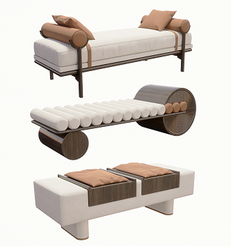 Modern Bed End Stool Bench Combination 3d model