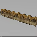 Wooden Architectural Arcade With Continuous Intricate Arch Carvings