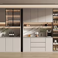 Modern Wine Cabinet With Glass Doors Built In Lighting And Decorative Storage In Home Interior