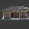 Traditional Chinese Ancient Architecture With Tiled Roof Overhanging Eaves Wooden Doors And Stone Steps