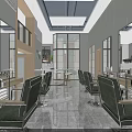 Modern Elegant Beauty Salon Interior With Green Salon Chairs Mirrors And Styling Workstations