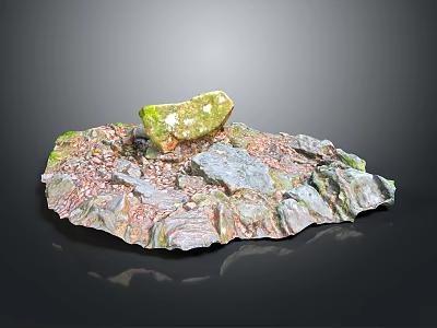 Wood And Stone Artistic Display With Natural Textures Green Accent And Detailed Patterns 3d model