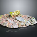 Wood And Stone Artistic Display With Natural Textures Green Accent And Detailed Patterns
