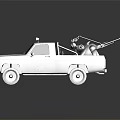 Gray Pickup Truck With Mounted Machine Gun On Cargo Bed 3d model