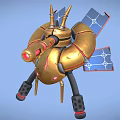 Golden Spacecraft With Red Accents Solar Panels And Support Legs For Space Exploration