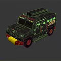 Police Military Style Vehicle With Gray Body Yellow Red Bumper Black Wheels And Roof Equipment