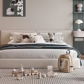 Cozy Kids Bed With Playful Pillows Stuffed Toys Backpack And Wall Art