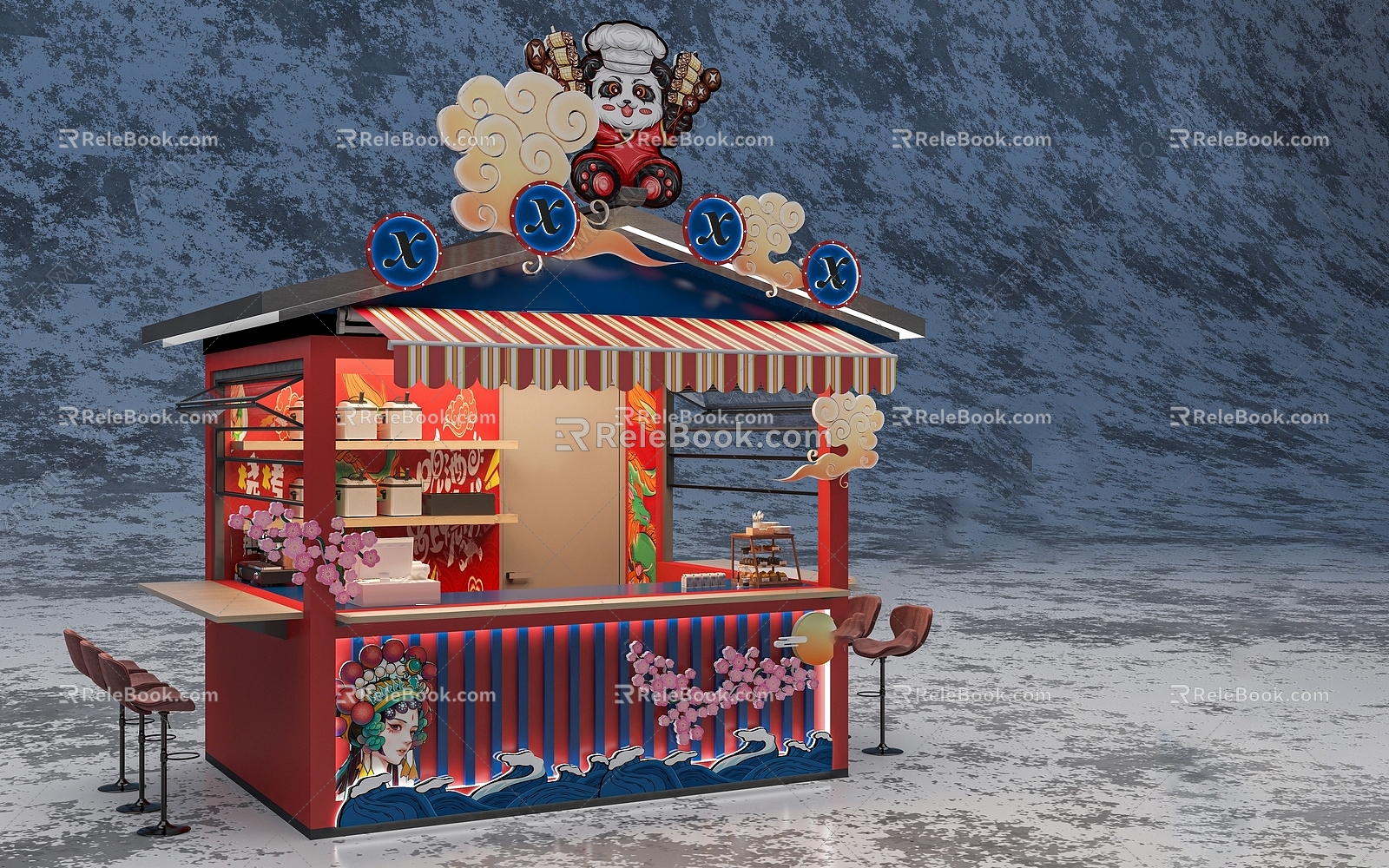 New Chinese Style New National Tide Small Shops 3d model