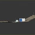 Detailed Terrain Model With Building Road Vehicle And Vegetation In Desert Area