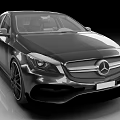 Black Mercedes Sports Sedan With Stylish Front Grille And Headlights Design