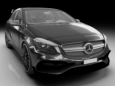 Black Mercedes Sports Sedan With Stylish Front Grille And Headlights Design 3d model