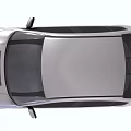 Silver Sedan Car Front View With Headlights Grille And License Plate