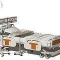 Adjustable Medical Bed With IV Pole Control Panel Headboard Wheels And Side Rails 3d model