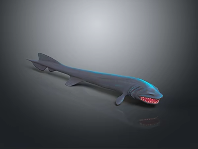 Blue And Gray 3D Shark Model With Open Mouth Exposed Teeth And Reflection Effect 3d model