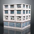 Multi Story White Building With Multiple Windows And Ground Floor Large Glass Panels
