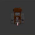 3D Mechanical Robot Creature Character With Metallic Legs Red Accents And Brown Body Design
