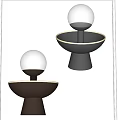 Modern Table Lamp Design With Spherical White Shade And Black Metal Base 3d model