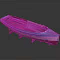Blue And White Wooden Boat With Red Hull And Interior Wooden Seats