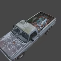 Old Green Worn Out Truck With Rust Peeling Paint Single Cab Front Grille Headlights