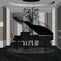 Luxurious Piano Room With Grand Piano And Chandelier