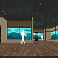 Cultural Center Interior Featuring Large Windows Mountain Scenery View And Wooden Ceiling