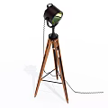 Floor Lamp With Tripod Wooden Legs Black Head And Green Shade Design