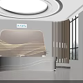 Elegant Modern Curved Reception Desk With Soft Ambient Lighting In Bright Spacious Office Lobby
