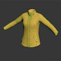 Stylish Yellow Quilted Leather Jacket With Stand Collar And Pockets 3d model