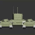 3D Green Military Tank Model With Turret Cannon Tracks And Detailed Exterior Design